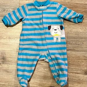 Carters Zip Up Sleep & Play, Size 3 Months, Blue and Gray with Puppy